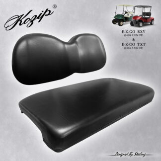 EZGO TXT Front Seat Cushion Set Top Bottom KOZIP Black Marine Grade Vinyl