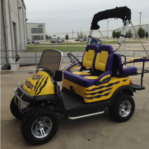 El Tigre American Sportster High-Back Custom Golf Cart Seat Pete's Golf Carts Club Car EZGO Yamaha ICON Advanced EV