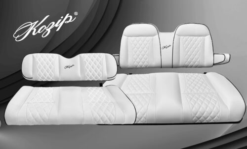 Kozip White Front and Rear Golf Cart Cushions for Nomad seat Frame