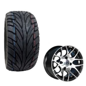 GTW Pursuit Golf Cart Wheel and Tire Combo Street Tread 22x11x12