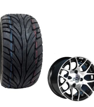 GTW Pursuit Golf Cart Wheel and Tire Combo Street Tread 22x11x12