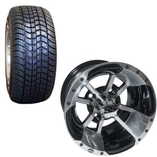 Custom Golf Cart Wheel and Tire Package 10" Aluminum Wheel and Street Tires