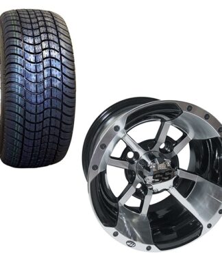 Custom Golf Cart Wheel and Tire Package 10" Aluminum Wheel and Street Tires