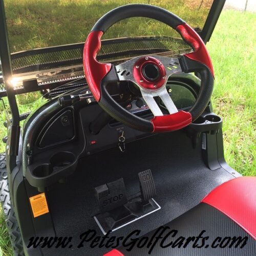 Golf Cart Custom Steering Wheel Red Black Installed