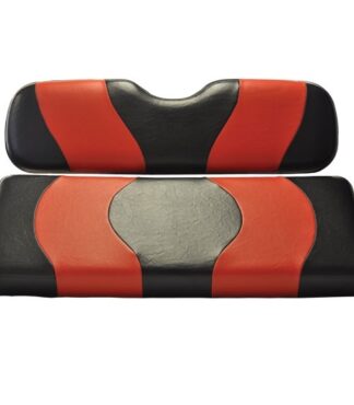 Golf Cart Rear Flip Seat Cover Set Black and Red Wave 10-007