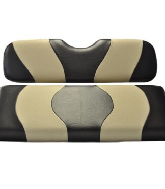 Golf Cart Rear Flip Seat Cover Set Black and Tan Wave 10-049