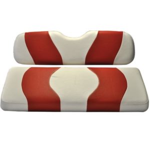 Golf Cart Rear Flip Seat Cover Set White and Red Wave