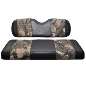 Golf Cart Rear Flip Seat Cover Set Real Tree Camo and Black