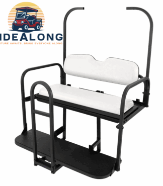 Golf-Cart-Rear-seat-kit-ezgo-txt-medalist-1994-2013-white-seat-cushions-ridealong-golf-cart-seats-safety-grab-bar