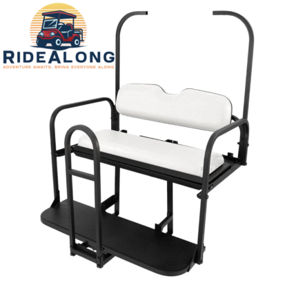 Golf-Cart-Rear-seat-kit-ezgo-txt-medalist-1994-2013-white-seat-cushions-ridealong-golf-cart-seats-safety-grab-bar