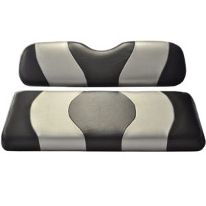 Golf Cart Seat Cover Black and Silver Wave
