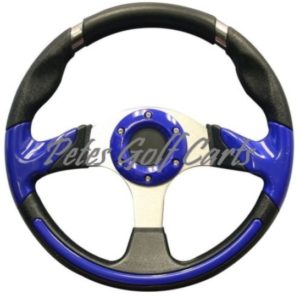 Golf Cart Steering Wheel 13 Inch Black Blue Club Car E-Z-GO Yamaha
