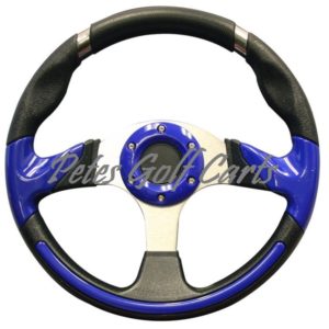 13 Inch Golf Cart Steering Wheel Black with Blue Accent
