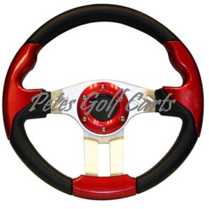 Golf Cart Steering Wheel 13 Inch Red Black Club Car E-Z-GO Yamaha