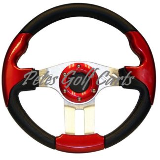 Golf Cart Steering Wheel 13 Inch Red Black WM
