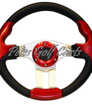 Golf Cart Steering Wheel 13 Inch Red Black WM