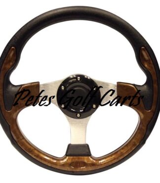 Golf Cart Steering Wheel 13 Inch Wood Grain Black PGC WM