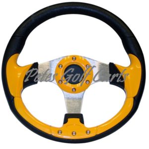 Golf Cart Steering Wheel 13 Inch, Yellow/Black, fits Club Car, E-Z-GO, Yamaha