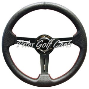 14 Inch Golf Cart Steering Wheel Black with Red Stitching