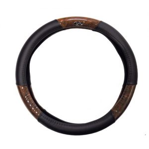 Golf Cart Steering Wheel Cover Universal Woodgrain and Black