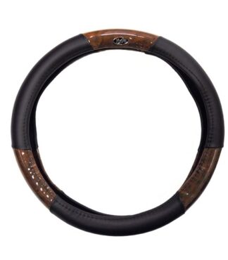Golf Cart Steering Wheel Cover Universal Woodgrain and Black
