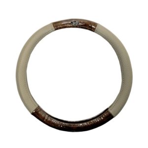 Golf Cart Steering Wheel Cover Universal Woodgrain and Tan