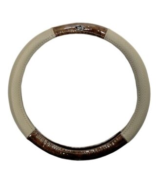 Golf Cart Steering Wheel Cover Universal Woodgrain and Tan