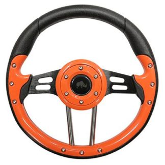 Golf Cart Steering Wheel Orange Grip Black Spokes 13 Inch