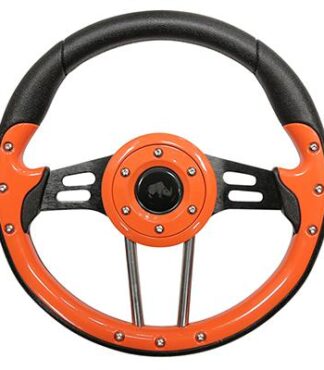 Golf Cart Steering Wheel Orange Grip Black Spokes 13 Inch