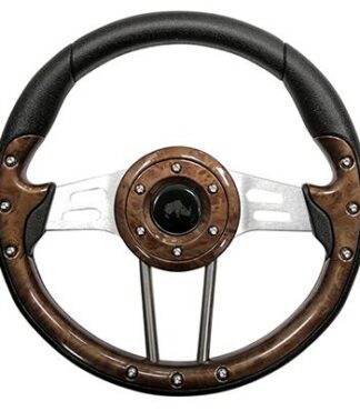 Golf Cart Steering Wheel Woodgrain Grip Aluminum Spokes 13 Inch