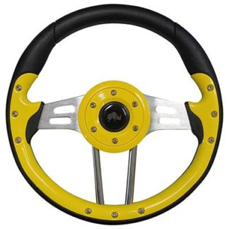 Golf Cart Steering Wheel Yellow Grips Black Spokes 13 Inch