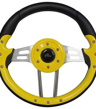 Golf Cart Steering Wheel Yellow Grips Black Spokes 13 Inch