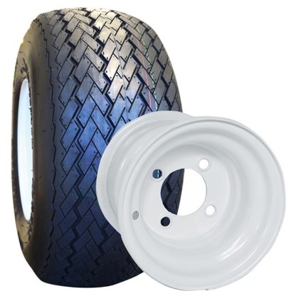 Golf Cart Tire and Wheel Combo 8x7 Steel White