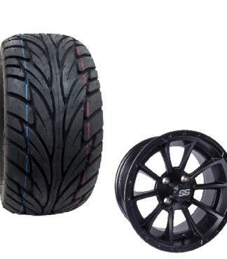 Golf Cart Turbine II Wheel and Tire Combo Street Tread 22x11x12