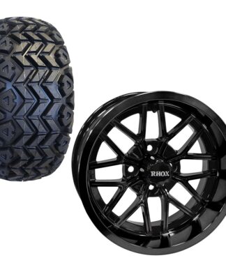 Golf Cart Wheel and Tire Combo 23x10x14 All Terrain Gloss Black