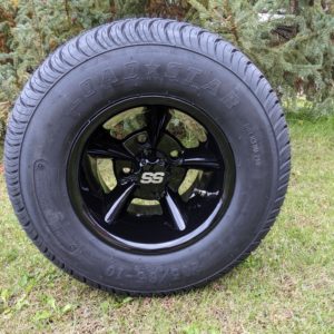 10" Godfather Gloss Black Wheels and GTW Fusion 205/65R10 Steel Belted Radial Tires Combo - Set of 4