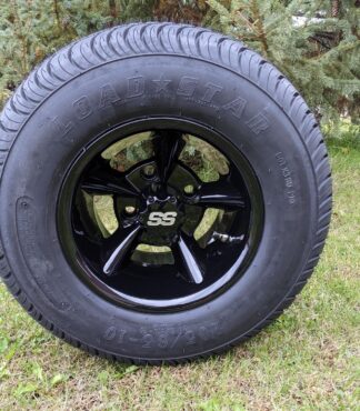 10" Godfather Gloss Black Wheels and GTW Fusion 205/65R10 Steel Belted Radial Tires Combo - Set of 4