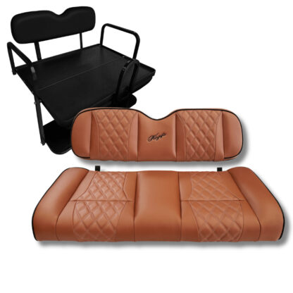 KOZIP-Brown-black-piping-luxury-golf-cart-front-rear-seat-bundle-club-car-ezgo-yamaha