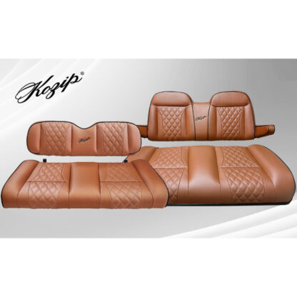 KOZIP-Brown-black-piping-luxury-golf-cart-front-rear-seat-bundle-club-car-ezgo-yamaha