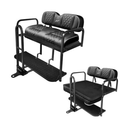 KOZIP-NOMAD-BLACK-GOLF-CART-REAR-SEAT-KIT-STEELENG-PETESGOLFCARTS-CLUB-CAR-EZGO-YAMAHA