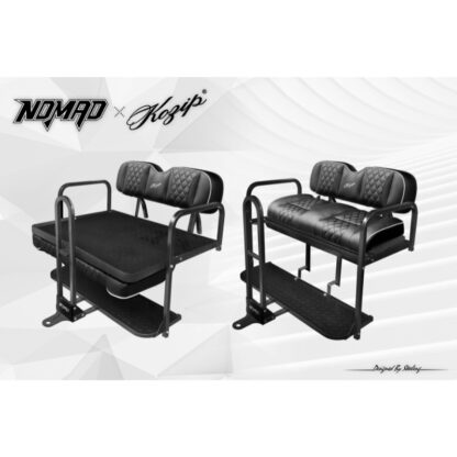 KOZIP-NOMAD-BLACK-GOLF-CART-REAR-SEAT-KIT-STEELENG-PETESGOLFCARTS-CLUB-CAR-EZGO-YAMAHA