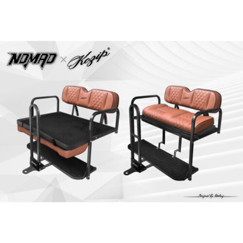 KOZIP-NOMAD-BROWN-GOLF-CART-REAR-FLIP-SEAT-KIT-STEELENG-PETESGOLFCARTS-CLUB-CAR-EZGO-YAMAHA