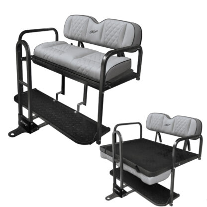 KOZIP-NOMAD-GRAY-GOLF-CART-REAR-FLIP-SEAT-KIT-STEELENG-PETESGOLFCARTS-CLUB-CAR-EZGO-YAMAHA