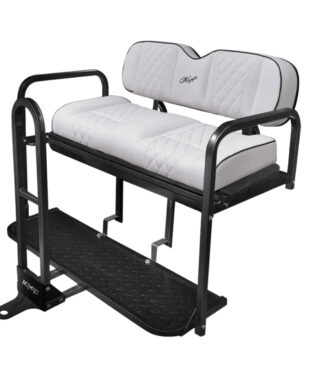 KOZIP-NOMAD-WHITE-GOLF-CART-REAR-FLIP-SEAT-KIT-STEELENG-PETESGOLFCARTS-CLUB-CAR-EZGO-YAMAHA