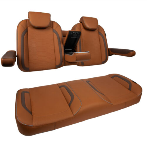 MadJax Commander Luxury Golf Cart Front Seat Assembly in Caramel Brown | Club Car & EZGO | Pete's Golf Carts