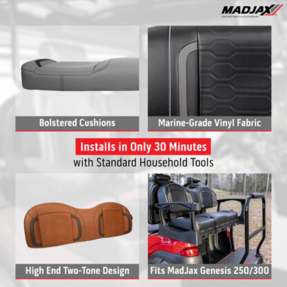 MadJax Commander Genesis Rear Seat Cushions Features Details | Club Car and EZGO | Pete's Golf Carts