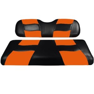 Madjax Golf Cart Rear Flip Seat Cover Set Black and Orange Riptide