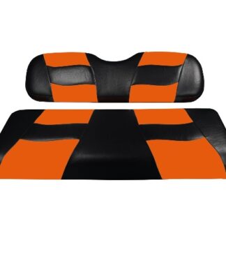 Madjax Golf Cart Rear Flip Seat Cover Set Black and Orange Riptide 10-148