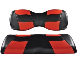 Madjax Golf Cart Rear Flip Seat Cover Set Black and Red Riptide 10-168