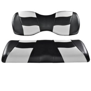 Madjax Golf Cart Rear Flip Seat Cover Set Black and White Riptide